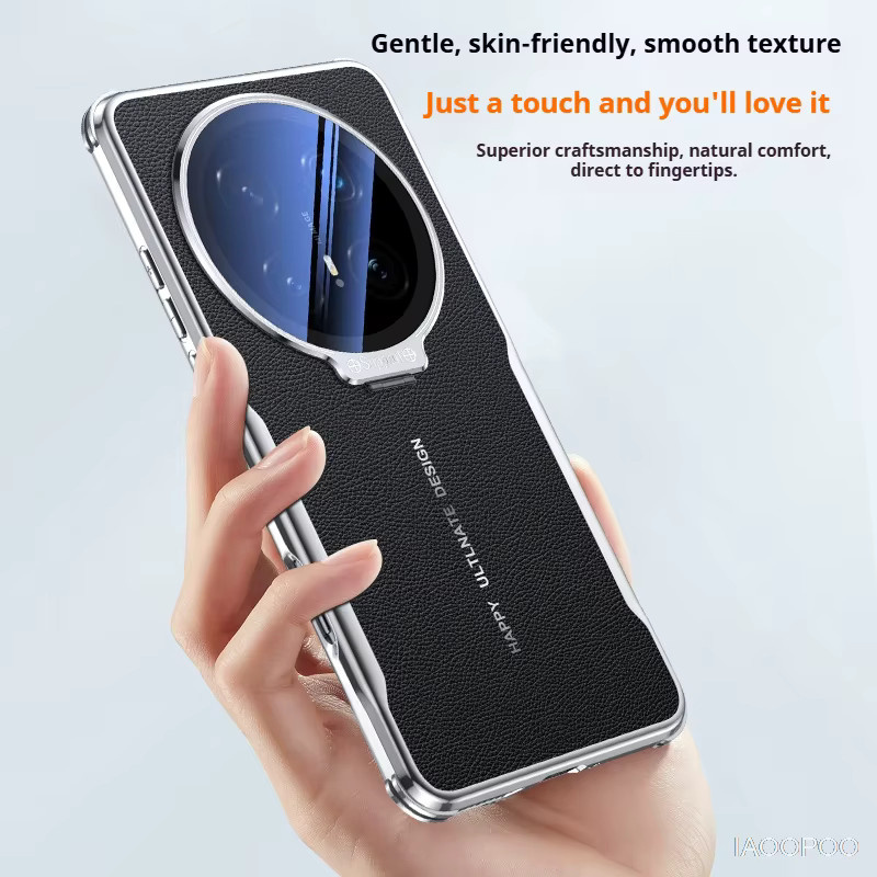 Honor Magic 8 Pro und Magic 7 Pro Schutzhülle aus PU-Leder und TPU mit Kamera-Glasfolie und versteckter Halterung in Schwarz - Bild 3
