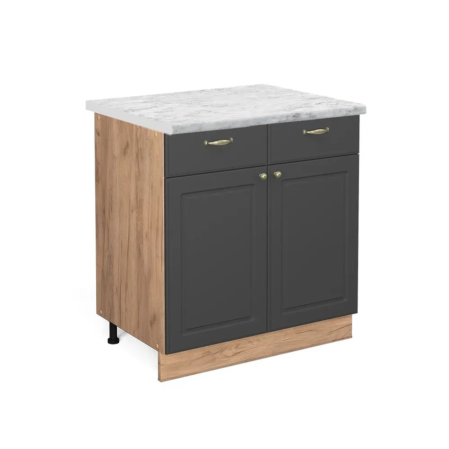 Vicco Küchenunterschrank Fame-Line in Anthrazit-Gold und Goldkraft Eiche mit Marmor-Optik, Breite: 80 cm - Bild 2