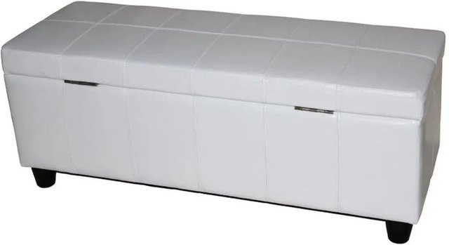MCW Aufbewahrungstruhe Sitzbank Arezzo aus Leder und Kunstleder in Weiß, B/T/H: 112 x 45 x 45 cm - Bild 2