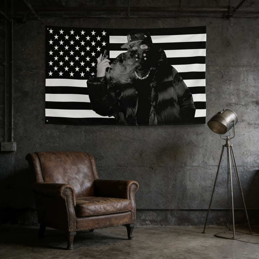 Yeat Wandteppich mit USA-Flagge und Motiv, Schwarz, B: 91,44 cm, H: 60,0 cm - Bild 3