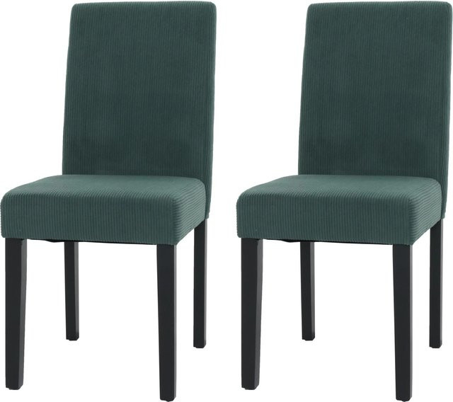 CHEFGASTRO Esszimmerstuhl 2er-Set in Grün mit Cord-Stoff und Holzbeinen, B/T/H: 90 x 42 x 50 cm, Sitzhöhe: 47 cm - Bild 1