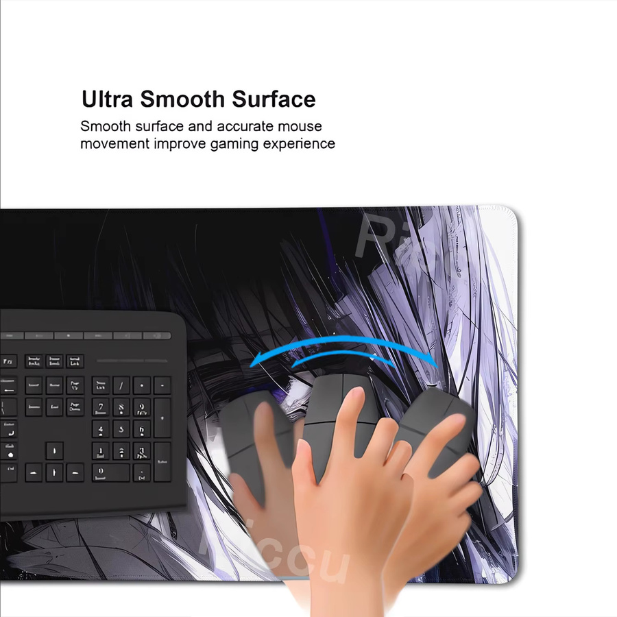 Anime Girl XXL Gaming Mauspad Riccu Schwarz Multicolour Rutschfeste Schreibtischunterlage für dein PC-Setup - Bild 4