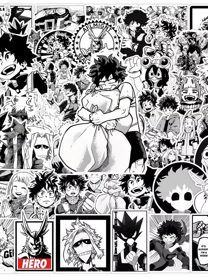 Bandai My Hero Academia Anime Aufkleber, Schwarz-Weiß, Manga-Sticker - Bild 4