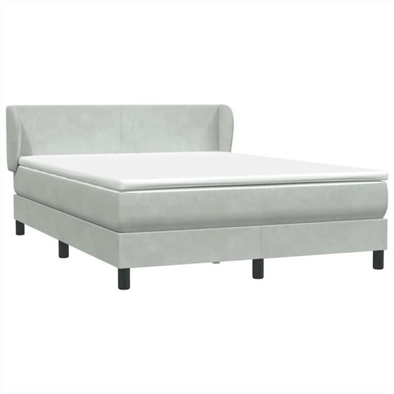 vidaxl Boxspringbett mit Matratze aus Samt in Grau, B/T/H: 160 x 210 cm - Bild 1