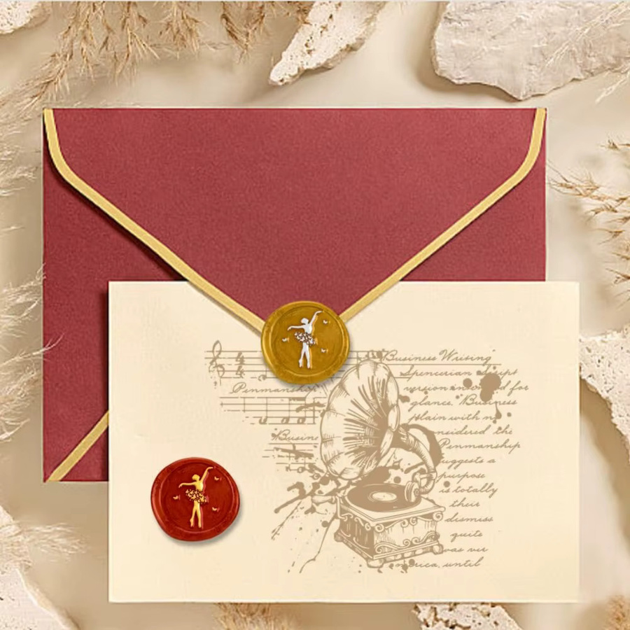 Retro Schmetterling Ballett Wachssiegel-Stempel mit Holzgriff für Briefe, Hochzeitskarten und Geschenkverpackungen - Bild 5