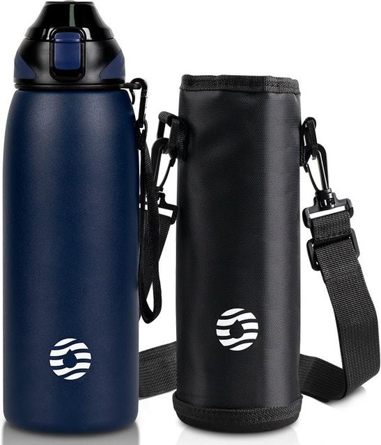 FEIJIAN Edelstahl-Vakuumflasche für warme und kalte Getränke, Blau, 600 ml - Bild 1