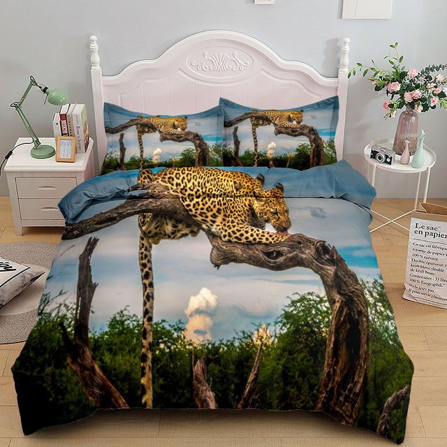 Bettwäsche Set Afrikanische Savanne Gepard von Binchi Outdoor Product mit Bettbezug und Kissenbezügen, Mehrfarbig, B/H: 135 x 200 cm - Bild 1