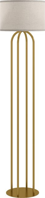 HOMCOM Moderne Stehlampe mit Leinen-Lampenschirm und Fußschalter, Gold und Beige, E27 - Bild 1