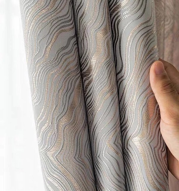 MAKEHOME Luxusvorhang mit goldenem Muster für Schlafzimmer und Wohnzimmer, Farbe: Gold, Breite: 250 cm, Höhe: 100 cm - Bild 1
