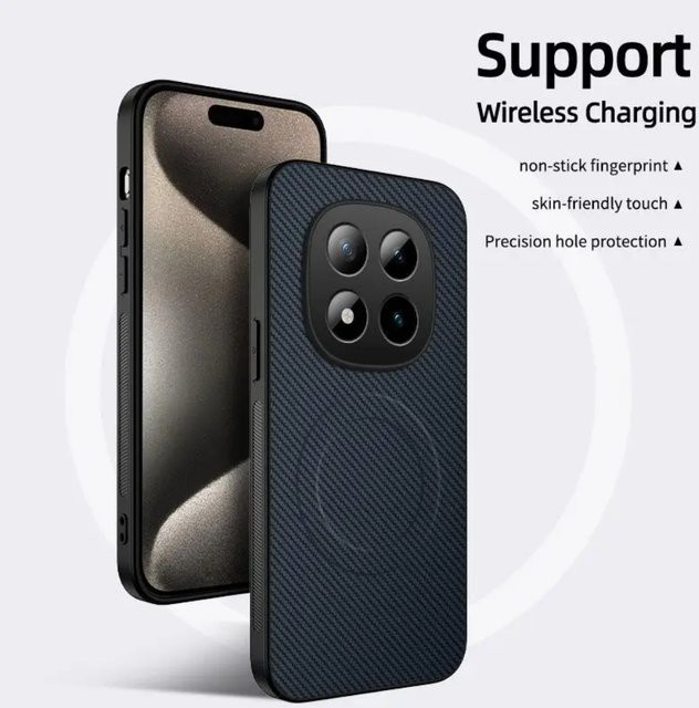 Xiaomi Magnetische Ladehülle mit Carbonfaser-Textur für Redmi Note15 Pro+ 5G und POCO M8 Pro, stoßfeste Schutzhülle aus TPU+PC, Schwarz/Lila - Bild 1