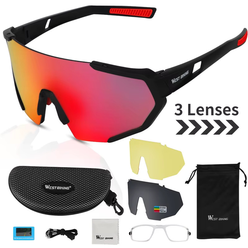 West Biking Sportsonnenbrille, Vollrand, Schwarz, Polarisiert - Bild 4