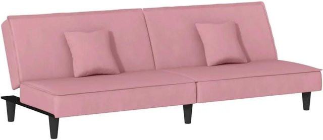 vidaXL Schlafsofa Click-Clack aus Samt in Rosa mit Massivholzrahmen - Bild 1