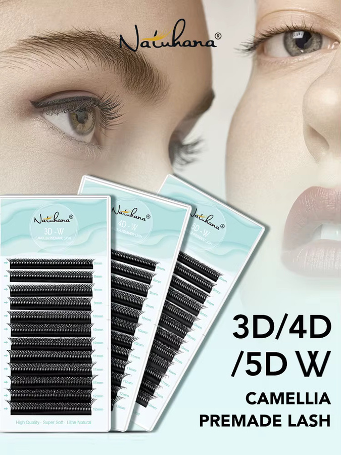 NATUHANA Kamelien W-Form Wimpern, Vorgefertigte Fächerwimpern-Verlängerung - Bild 4