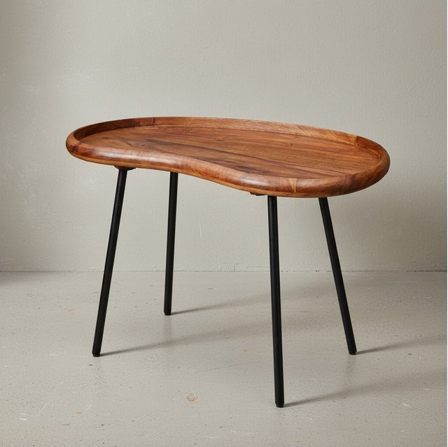 KADIMA DESIGN Retro Couchtisch UMBRIEN aus Sheesham-Massivholz in Braun mit Metallbeinen in Nierenform B: 71,0 cm, T: 51,0 cm, H: 40,0 cm - Bild 1