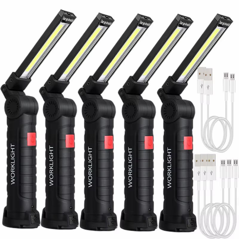 ESMARTER COB LED Taschenlampe, USB wiederaufladbare Arbeitsleuchte mit Magnet und Hängemöglichkeit, Schwarz - Bild 7