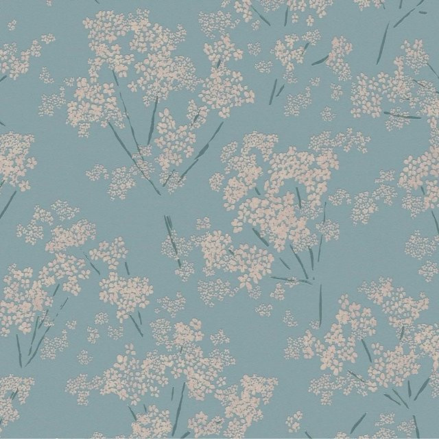 Profhome Blumen Tapete Floral in Blau Beige und Türkis, Vlies-Tapete mit botanischem Muster, Breite: 0,53 m, Länge: 10,05 m - Bild 1