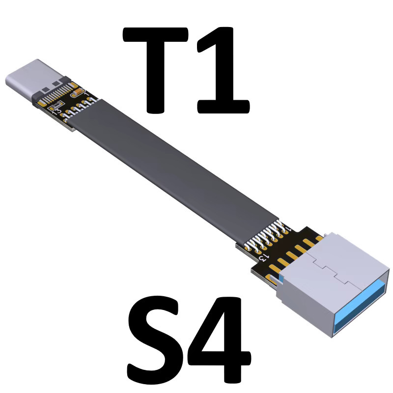 SPEEDIER USB-Typ-C-Flachbandkabel mit EMI-Abschirmung, USB 3.1 FPC-Kabel mit 90-Grad-Winkel, Farbe: Schwarz - Bild 1