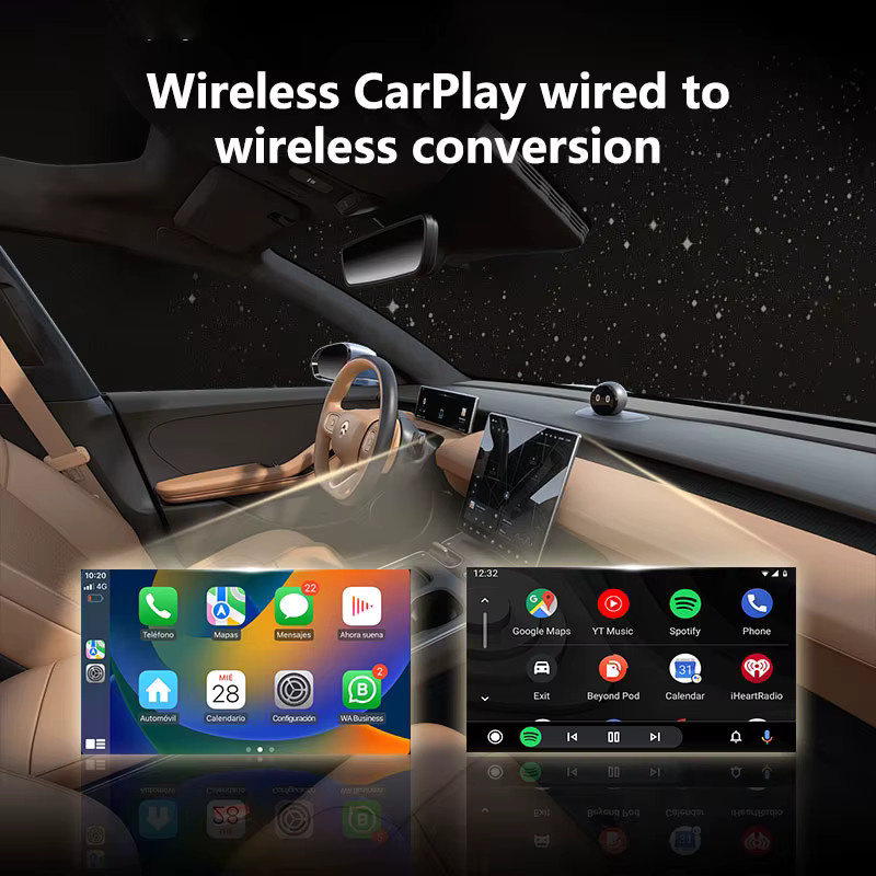 DIXSG 2-in-1 Kabelloser CarPlay und Android Auto Adapter in Silber mit USB Plug & Play für schnelle Verbindung ohne Verzögerung - Bild 5