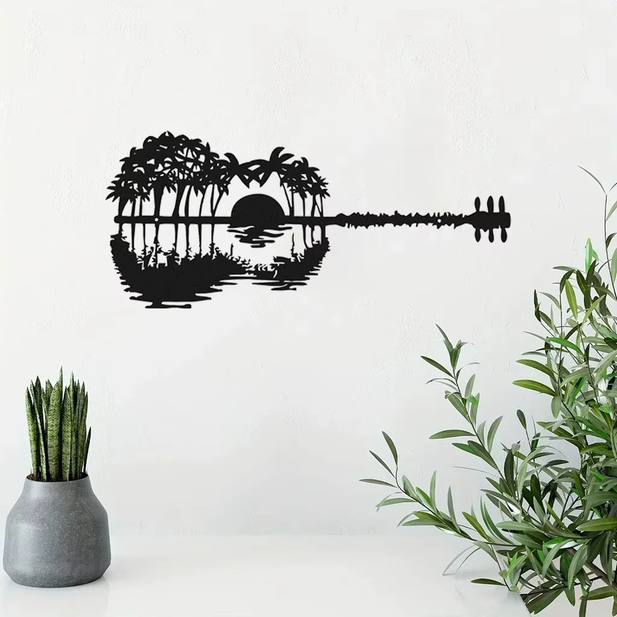HELLOYOUNG Rustikale Gitarren-Wandkunst aus Metall in Schwarz - Bild 5