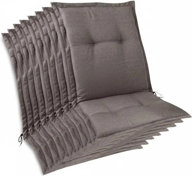 Beautissu 8er Set Premium Gartenstuhlauflage Niedriglehner Taupe B: 105 cm, T: 50 cm, H: 7 cm - Bild 1