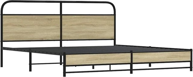 vidaXL Metallbett in Sonoma-Eiche ohne Matratze, Farbe Braun, B/T/H: 180 x 200 x 187 cm - Bild 1