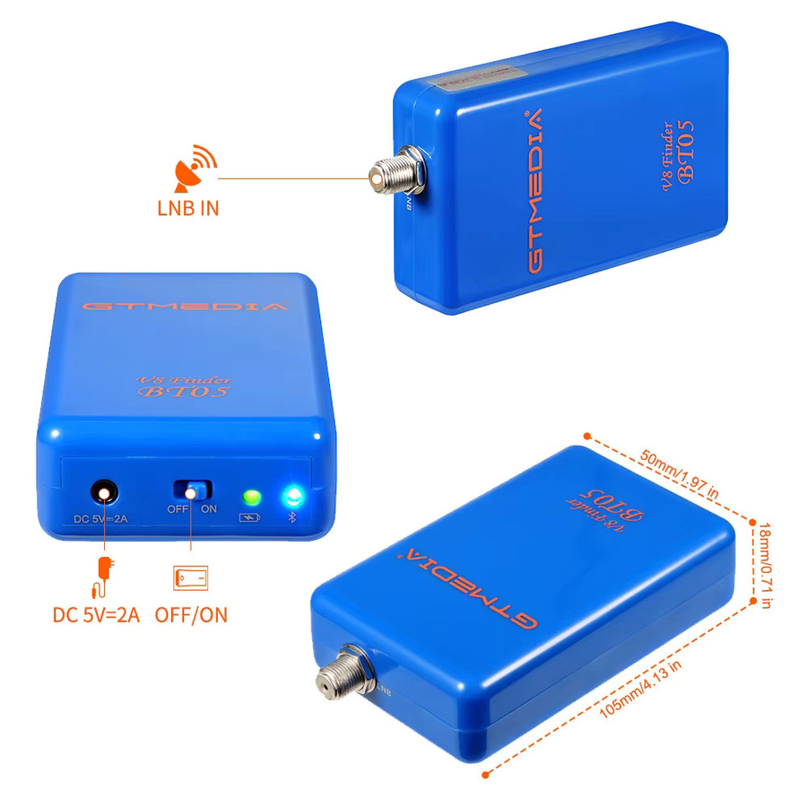 GTMEDIA V8 Finder BT05 Bluetooth DVB-S2 Satellitenfinder in Blau - Bild 3