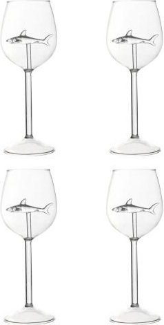 Siyangqian Haifisch-Weingläser-Set aus mundgeblasenem, bleifreiem Glas, 4 Stück, transparent - Bild 1