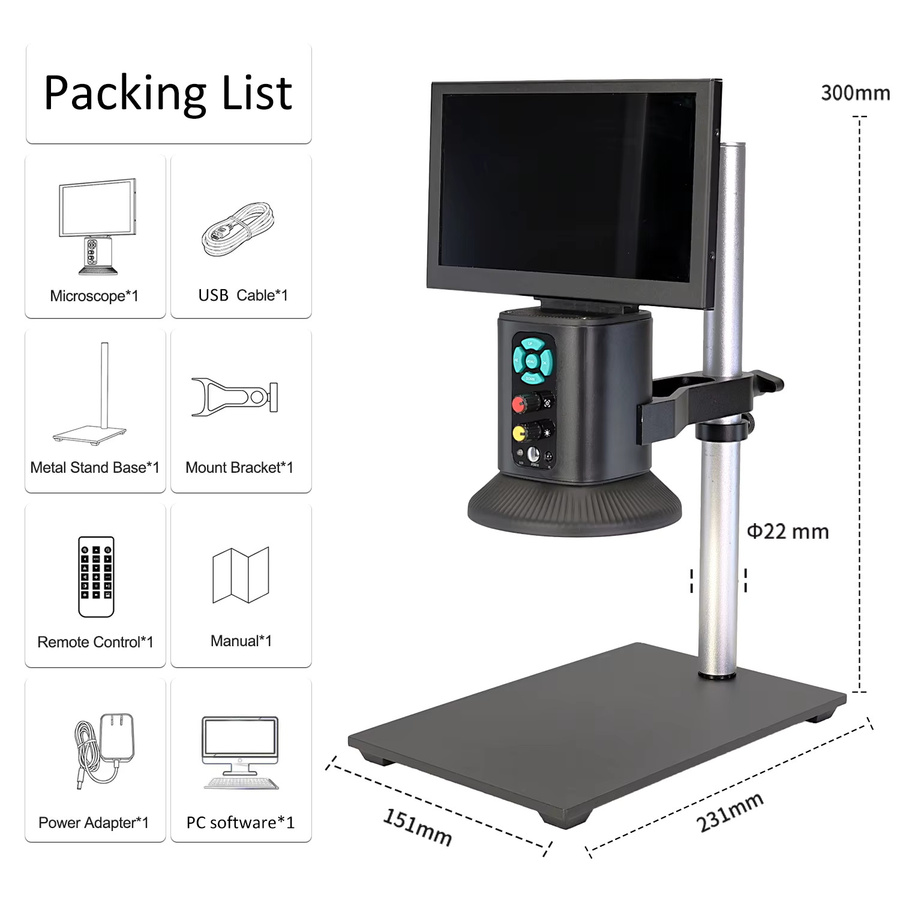 YIZHAN 7-Zoll-LCD-USB-Digitalmikroskop in Schwarz mit HD-Bildschirm, 60 einstellbaren LEDs und Fernbedienung für industrielle Inspektionen - Bild 6