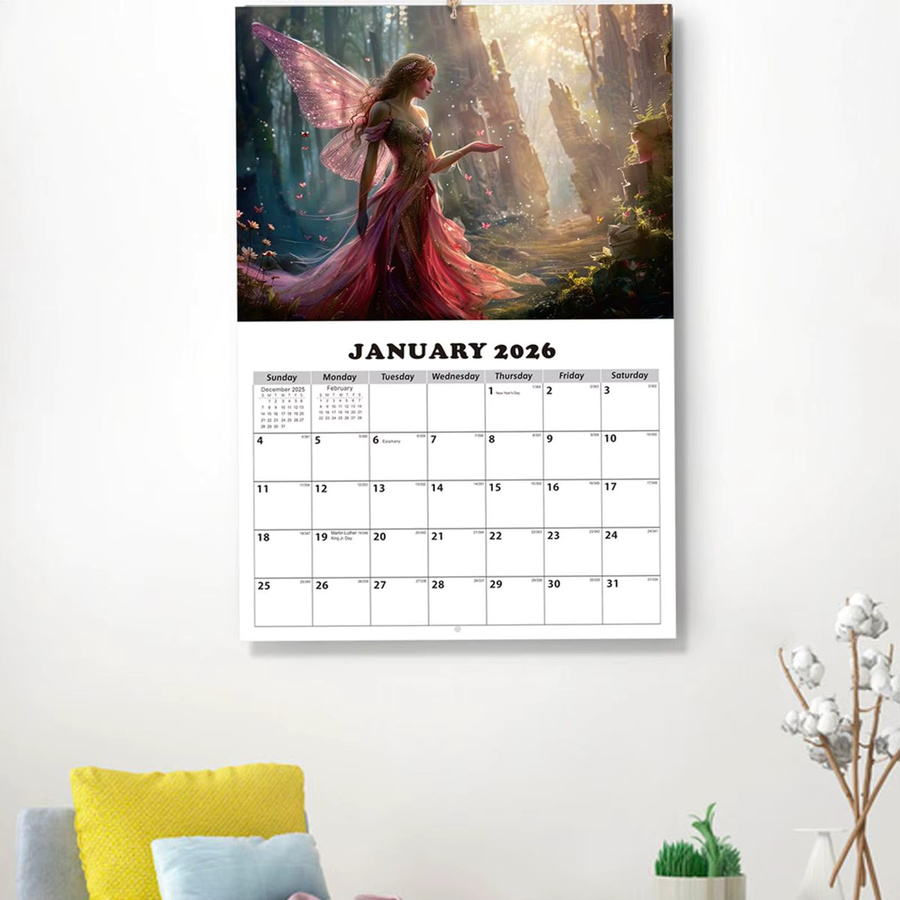 Feen-Wandkalender 2026 mit Fantasy-Kunst und Feenprinzessin-Illustrationen in Multicolour - Bild 2