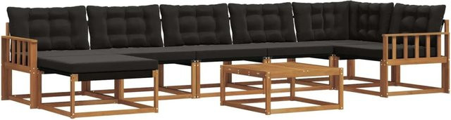 vidaXL Outdoor-Sofagarnitur 22-tlg. aus Akazienholz und Textilene mit Kissen in Natur und Schwarz - Bild 1