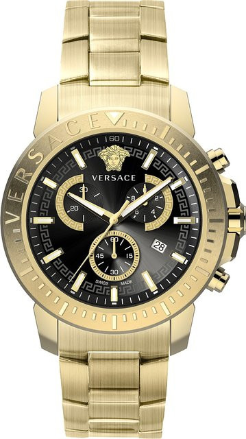 Versace Chronograph, Quarz, Edelstahl, Schwarz, 45 mm, Herren - Bild 1