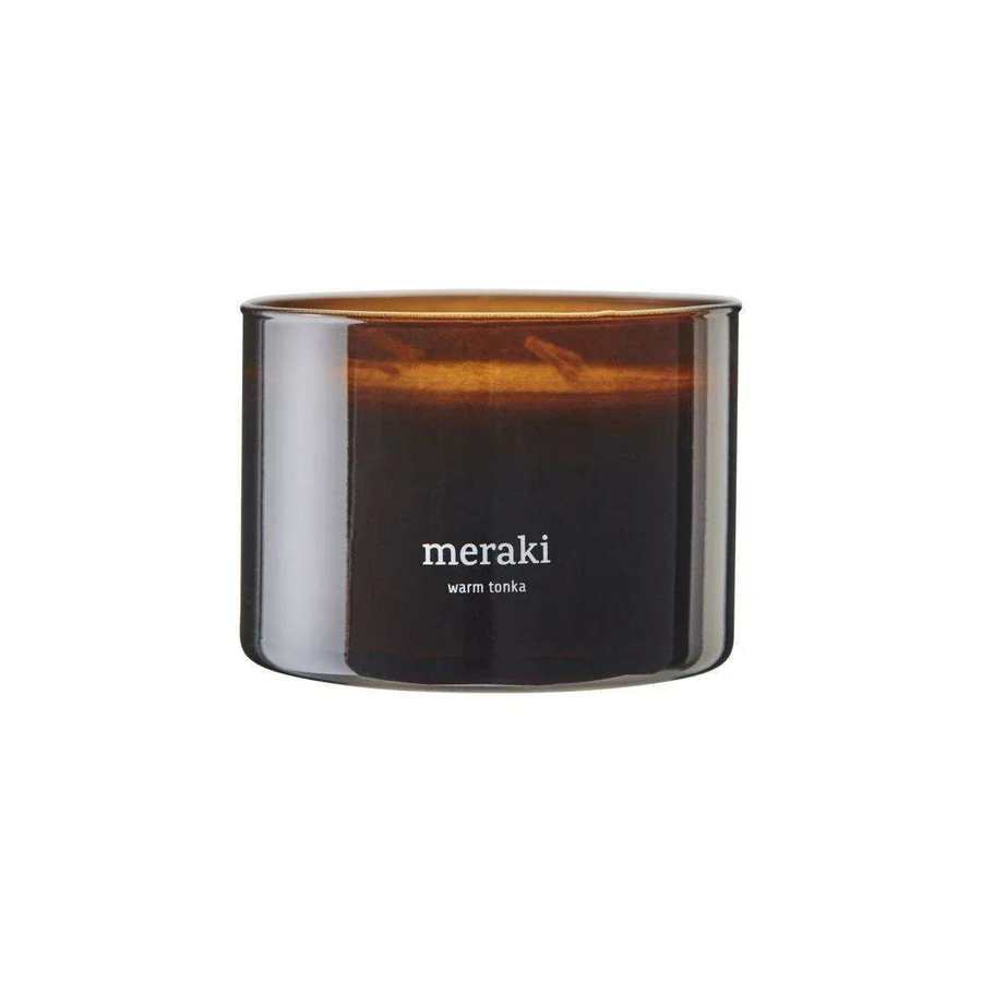 Meraki Duftkerze Warm Tonka in Braun mit Glasgefäß - Bild 1
