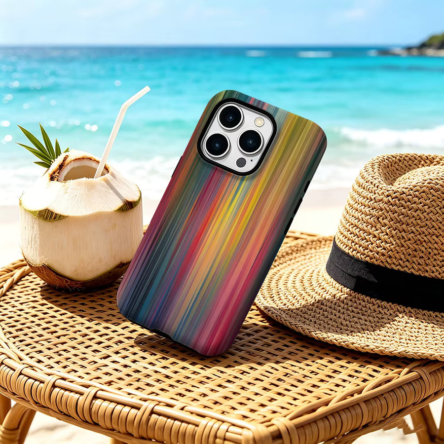 CaseChic MagSafe Schutzhülle mit Farbverlauf und vertikalen Streifen für iPhone 17 16 15 14 Pro Max Plus, matte stoßfeste PC-Hülle, Multicolour - Bild 3