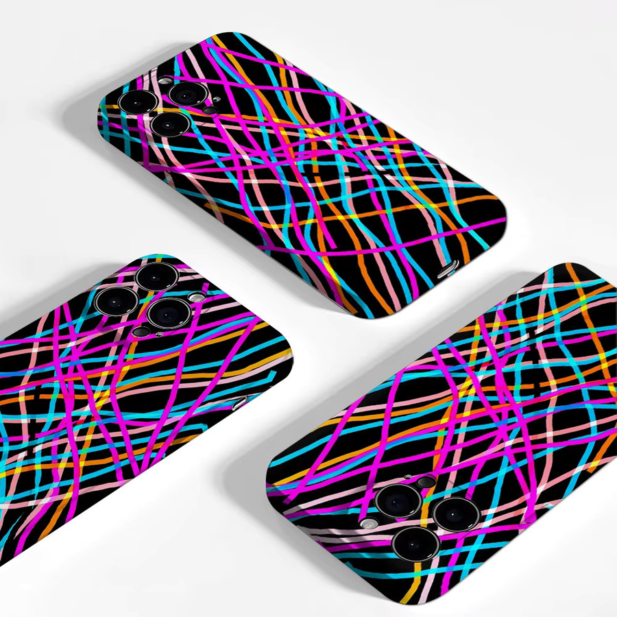 Potdemiel Neon Streak Magnetische Handyhülle für iPhone 17 16 15 14 13 Pro Max Plus, Robuste Doppel-Schicht-Hülle, Multicolour - Bild 4