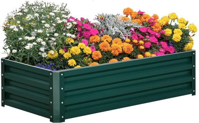 Outsunny Hochbeet aus grünem verzinktem Stahl für Garten und Terrasse, B/H/L: 60 x 30,5 x 120 cm - Bild 1