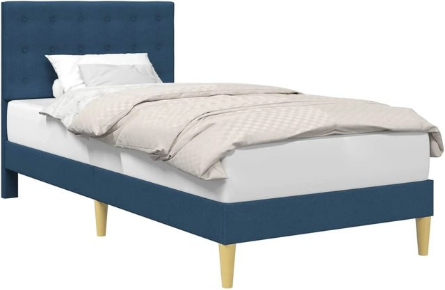 vidaXL Bettrahmen mit Kopfteil aus Stoff in Blau, B/T/H: 90 x 190 cm - Bild 1
