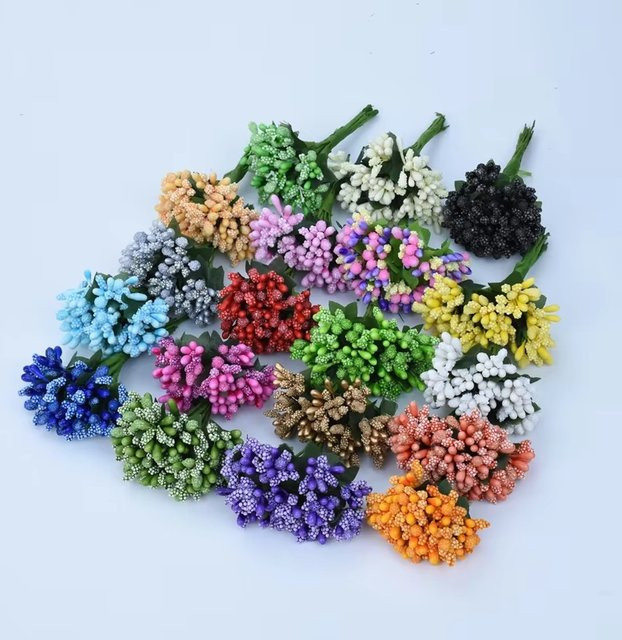 12er Paket Künstliche Blumen Staubblatt in Schwarz für DIY Hochzeitsdeko und Kranzgestecke - Bild 1