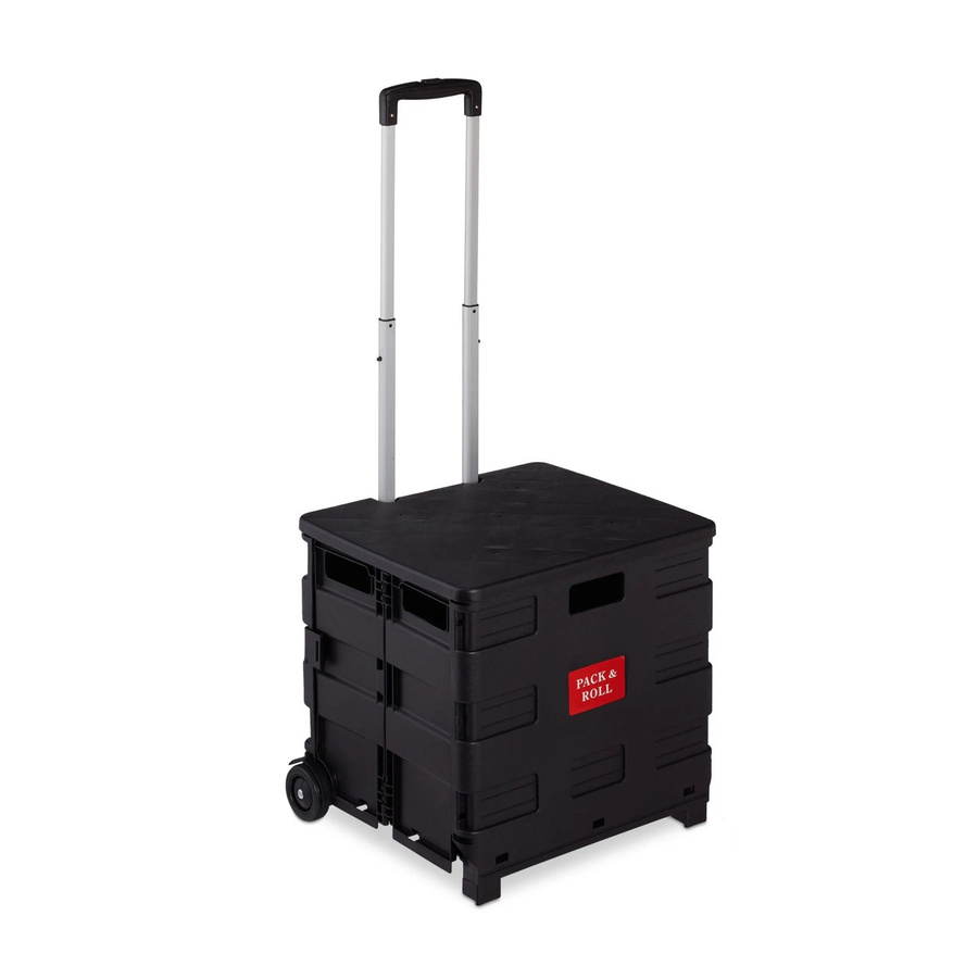 Relaxdays Einkaufstrolley aus ABS und Aluminium in Schwarz, klappbar mit Rollen, B/T/H: 99 x 45 x 38 cm - Bild 2