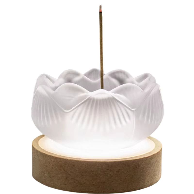 YXYMCF Lotus-Räuchergefäß aus Keramik in Weiß für Teezeremonie und Zen-Dekoration - Bild 4