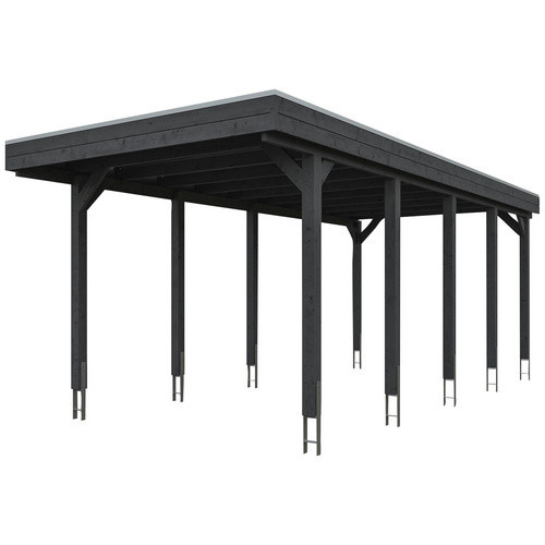 Skan Holz Carport Friesland aus Nadelholz in Schiefergrau mit EPDM-Dach, B/T: 314 x 708 cm, Höhe: 241 cm - Bild 3