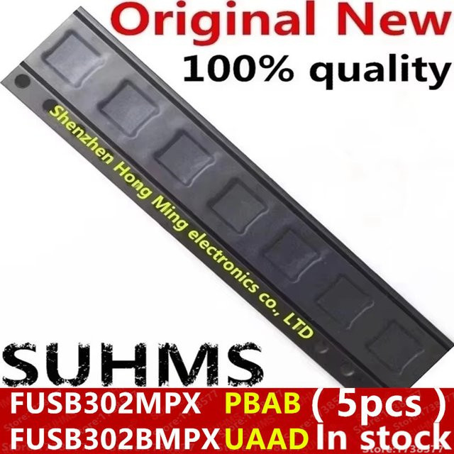 5 Stück FUSB302MPX FUSB302 PBAB FUSB302BMPX FUSB302B UAAD QFN-14 in Schwarz - Bild 1