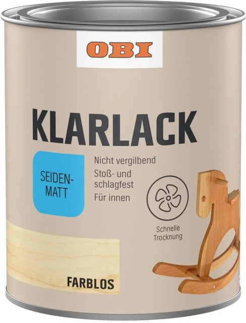 OBI Klarlack Transparent Wasserbasiert Seidenmatt 125 ml - Bild 1