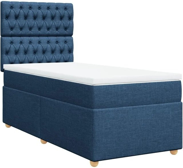 vidaXL Boxspringbett Hybrid mit Matratze Blau und Weiß, B/T/H: 80 x 200 cm, mit USB-Anschluss und Unterbettbeleuchtung - Bild 1