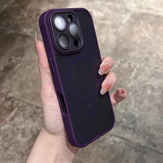 Tuiying002 Magnetische Hülle für iPhone 12 bis iPhone 17 Pro Max Plus, Matte durchscheinende Panzerhülle mit MagSafe Unterstützung, Farbe: Transparent-Lila - Bild 1