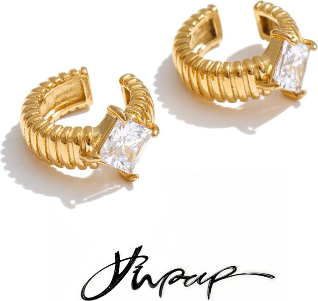 Yhpup Ohrringe Edelstahl, Gold, Zirkonia, Unisex - Bild 1