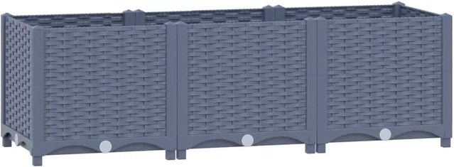 vidaXL Hochbeet aus Polypropylen in Grau und Blau, B/T/H: 120 x 40 x 38 cm - Bild 1