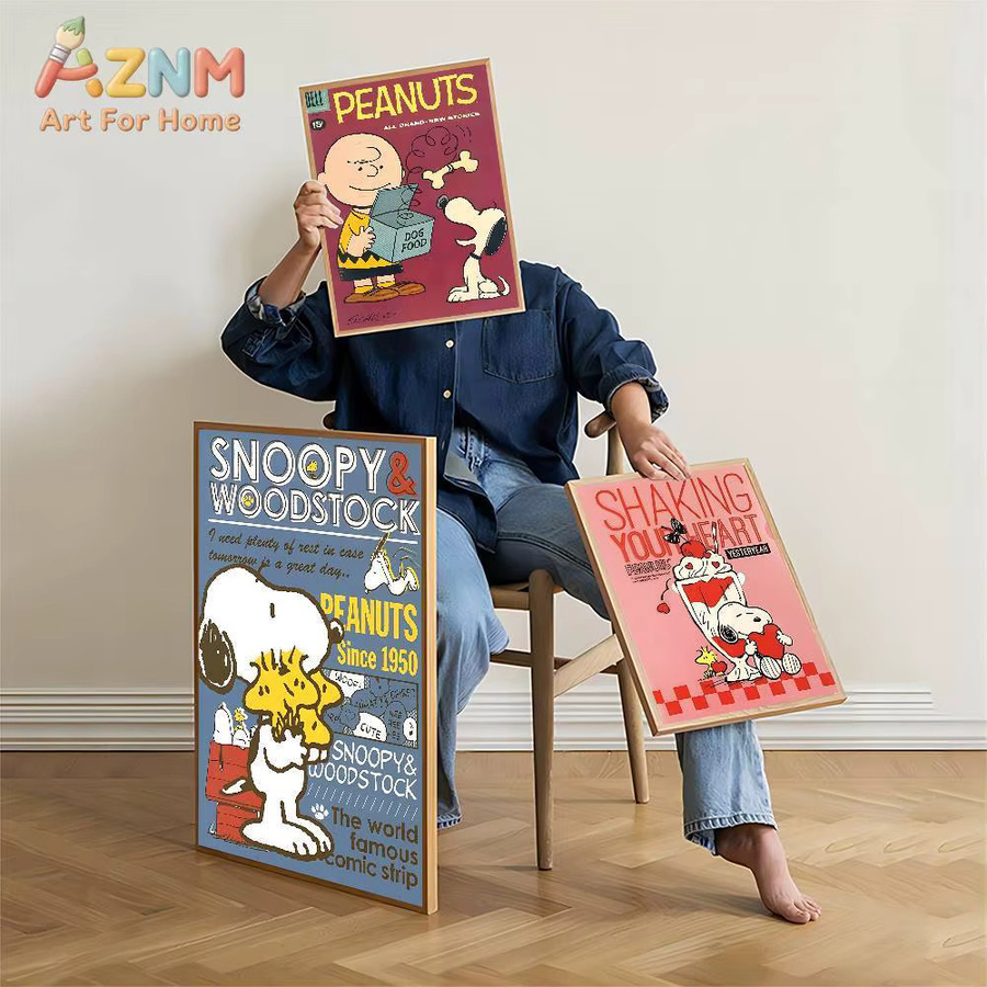 Kayou Vintage Hundeposter mit Snoopy-Motiv als dekoratives Wandbild aus Papier in Mehrfarben - Bild 3