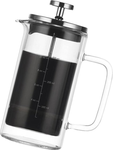 KaiSai French Press Kaffeemaschine aus doppelwandigem Borosilikatglas mit Edelstahl, transparent, 10oz - Bild 1