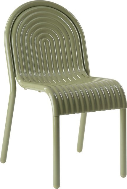 Tom Dixon Groove Stuhl in Grün und Beige aus Metall und Kunststoff mit mattem Finish - Bild 1