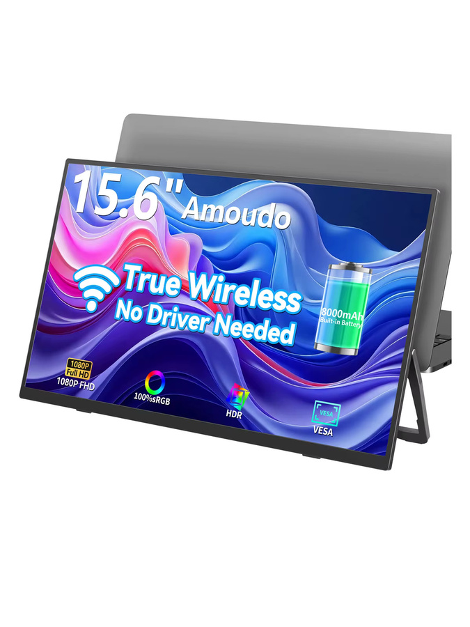 Amoudo Tragbarer Monitor 15,6 Zoll Full HD IPS Display Schwarz mit Vesa-Kompatibilität - Bild 7